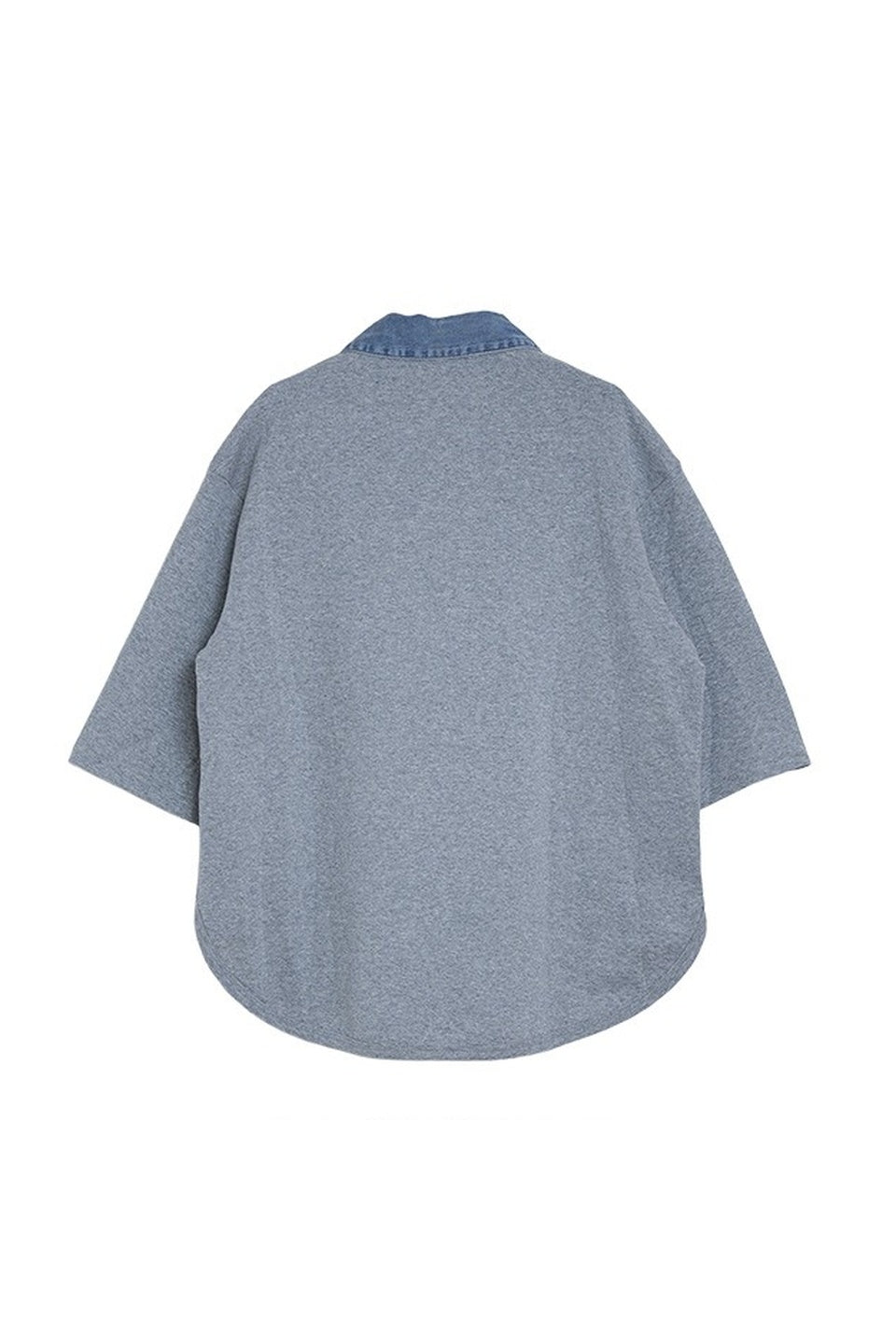 MICALLE MICALLE-Denim Collar Sweat Top-NOWALL