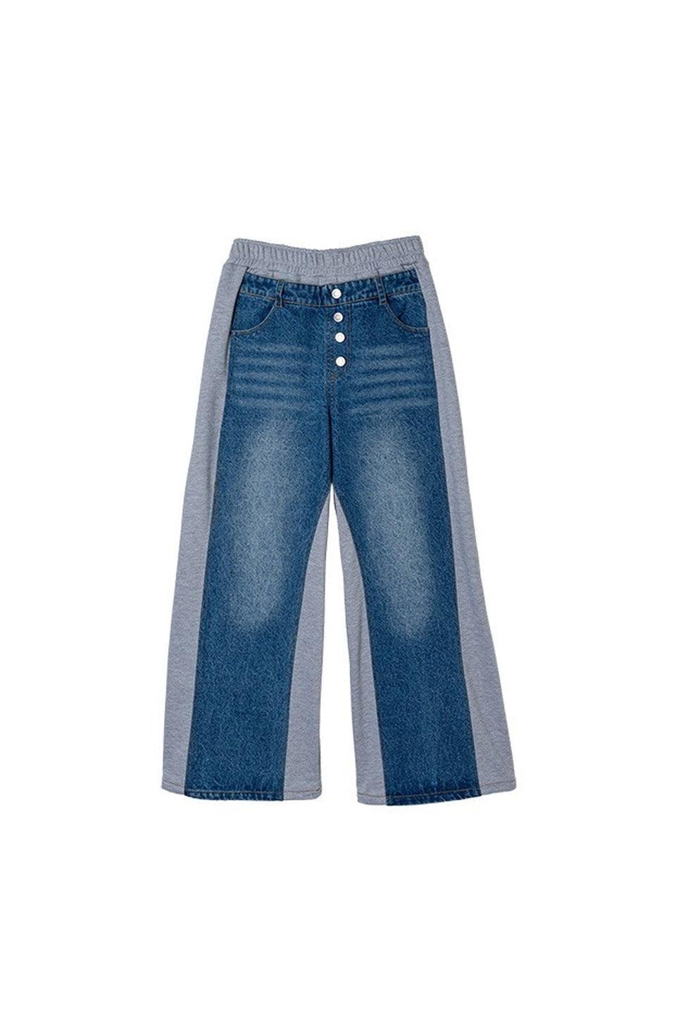 MICALLE MICALLE-Denim Docking Wide Pants-NOWALL