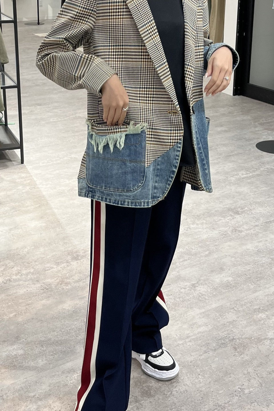 MICALLE MICALLE-Docking Check Denim Jacket-NOWALL