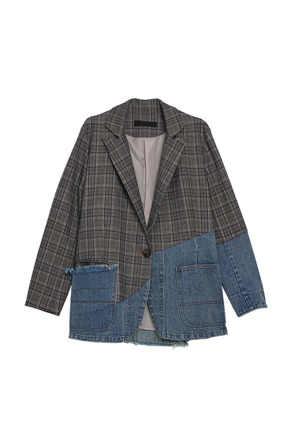 MICALLE MICALLE-Docking Check Denim Jacket-NOWALL