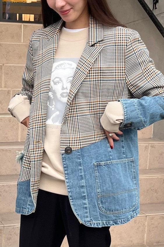 MICALLE MICALLE-Docking Check Denim Jacket-NOWALL