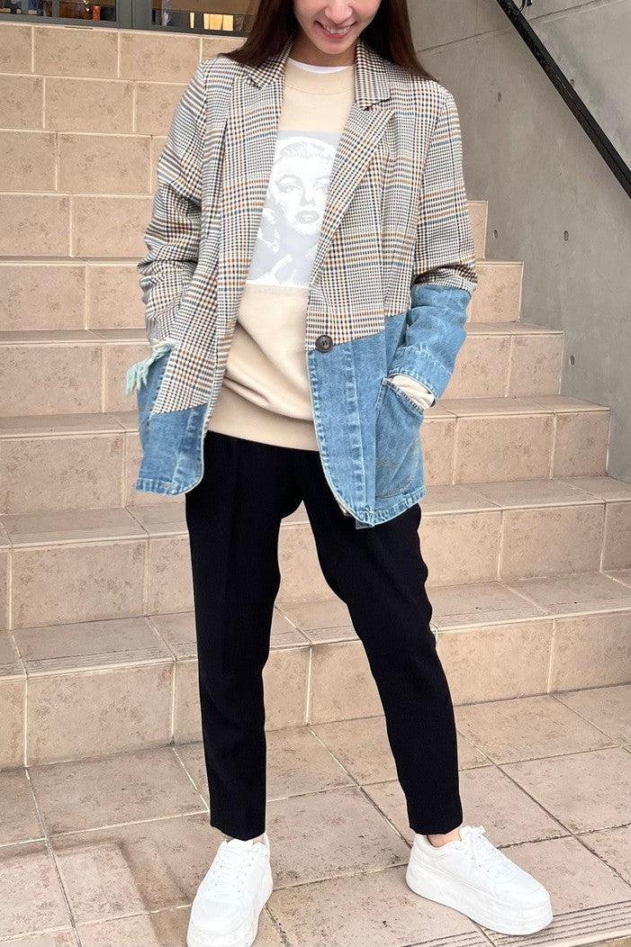 MICALLE MICALLE-Docking Check Denim Jacket-NOWALL