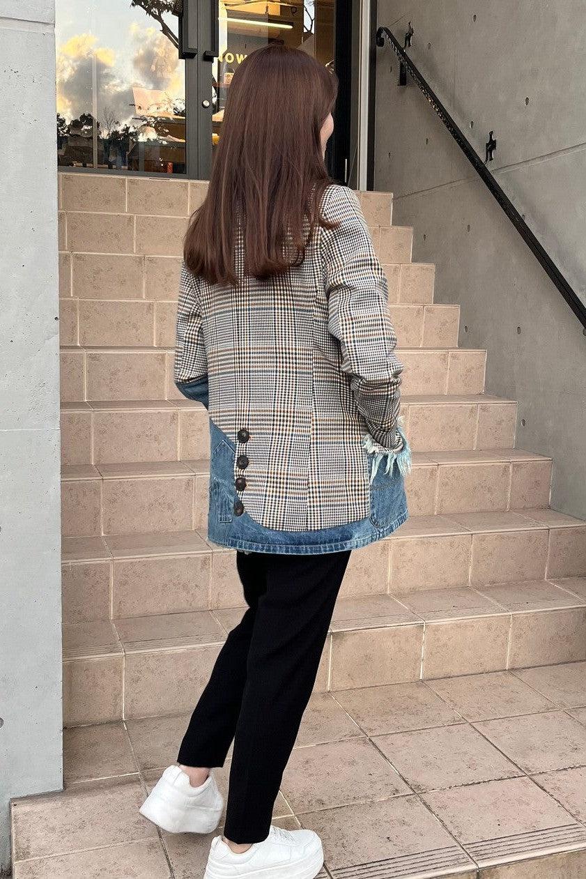 MICALLE MICALLE-Docking Check Denim Jacket-NOWALL