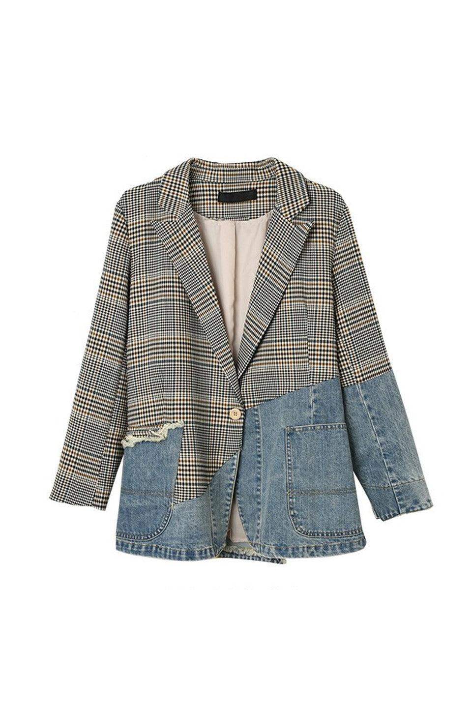 MICALLE MICALLE-Docking Check Denim Jacket-NOWALL