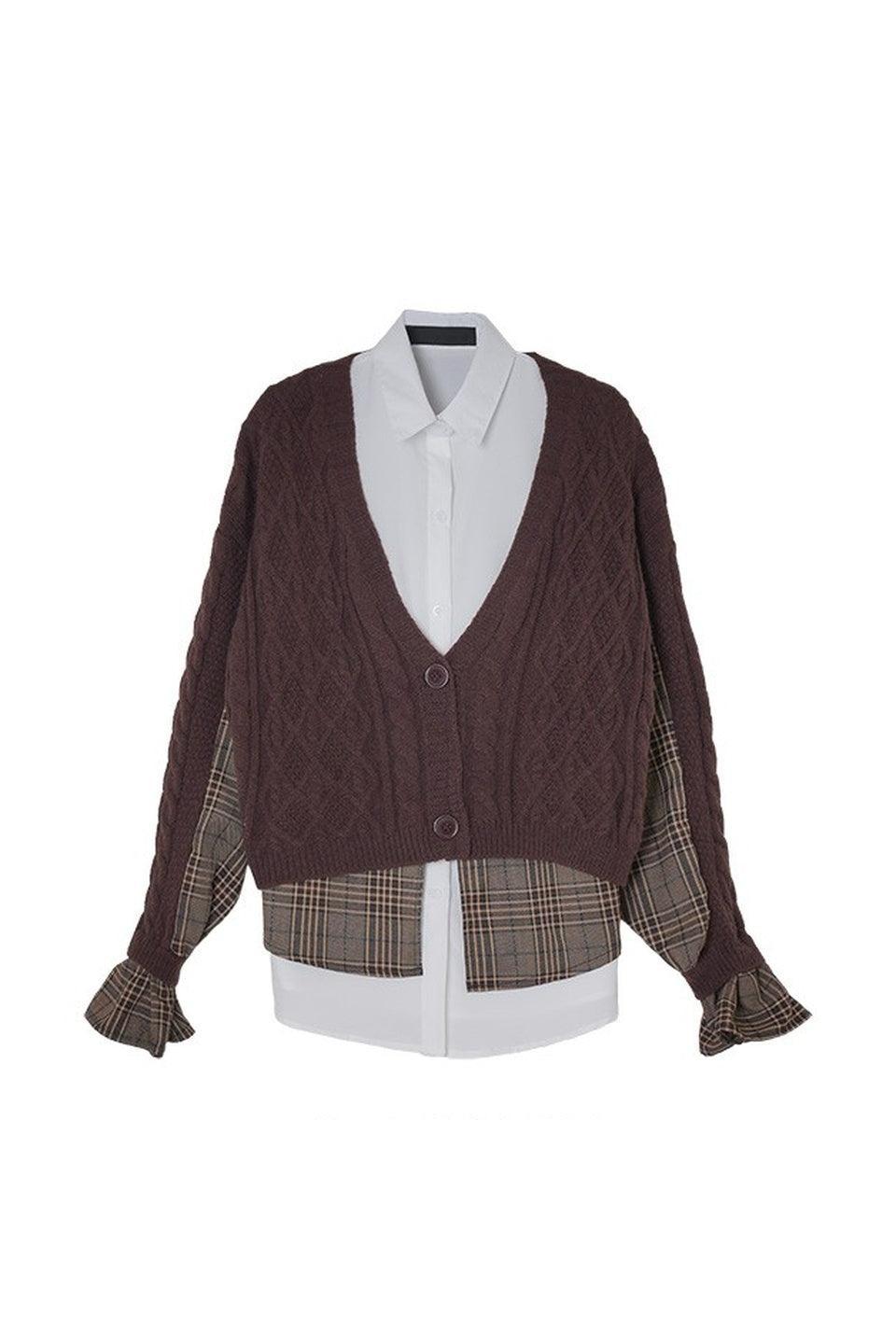 MICALLE MICALLE-Docking Knit Shirt Top-NOWALL