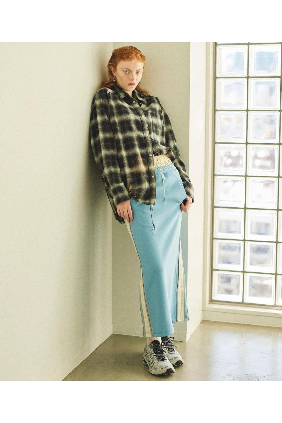 MAISON SPECIAL-Double Waist Side Line Jersey Skirt-NOWALL