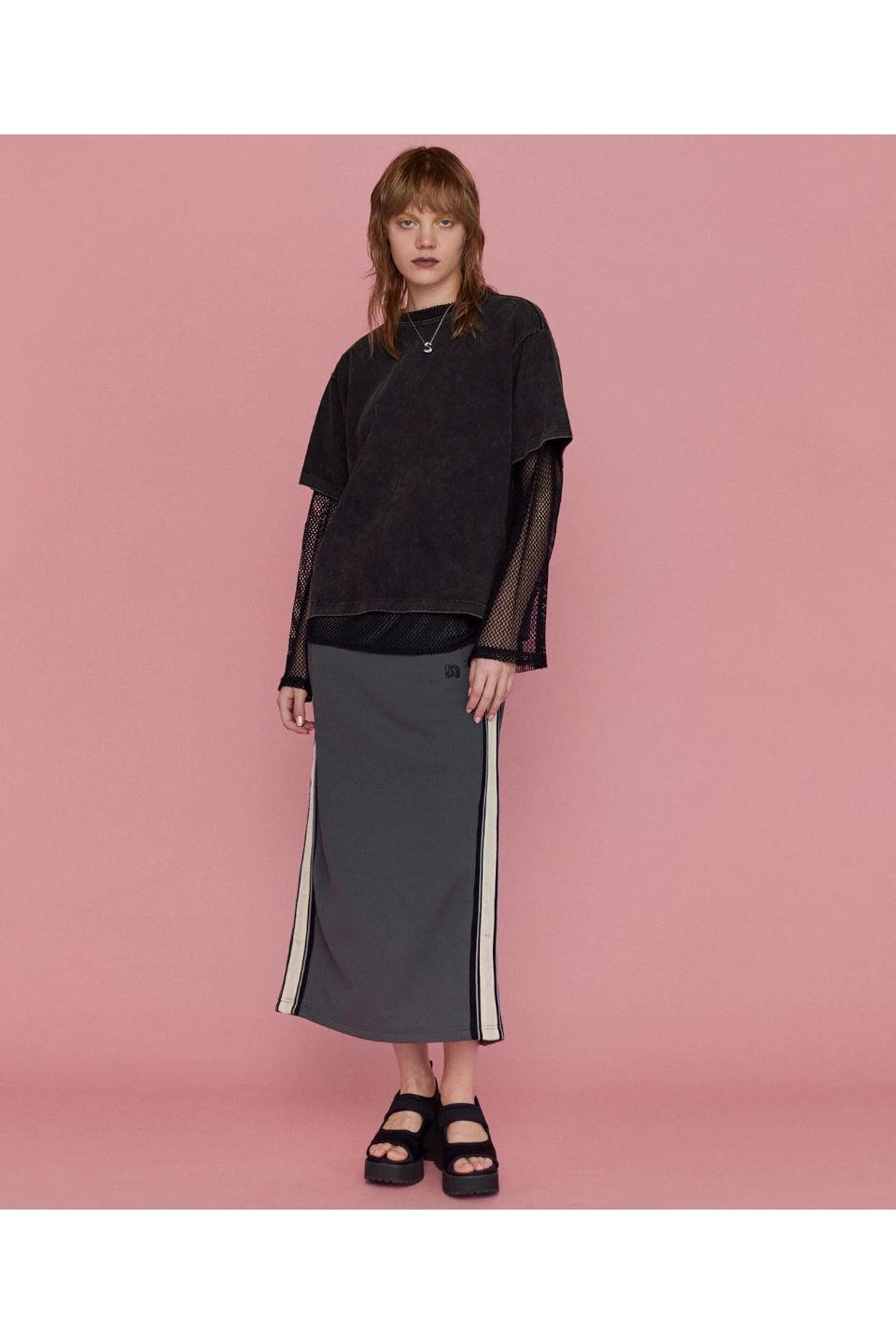 MAISON SPECIAL-Double Waist Side Line Jersey Skirt-NOWALL