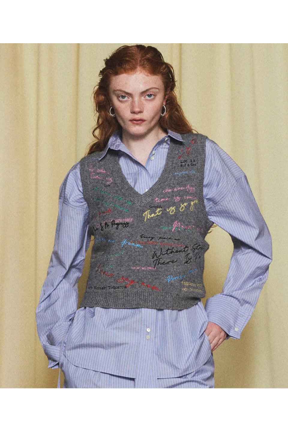 MAISON SPECIAL-Embroidery Vest-NOWALL