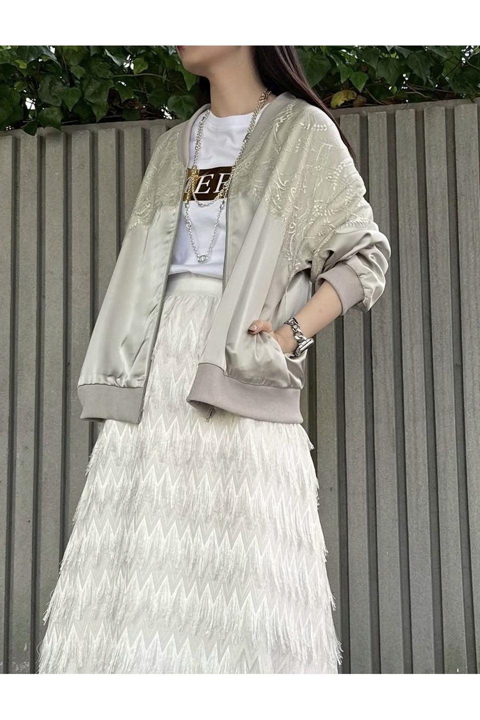 MICALLE MICALLE-Feather Tulle Long Skirt-NOWALL