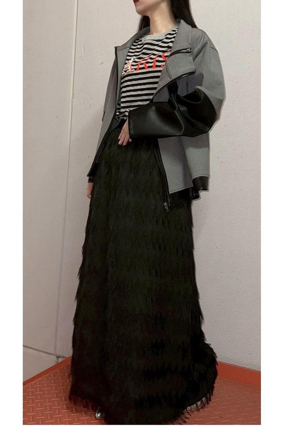 MICALLE MICALLE-Feather Tulle Long Skirt-NOWALL