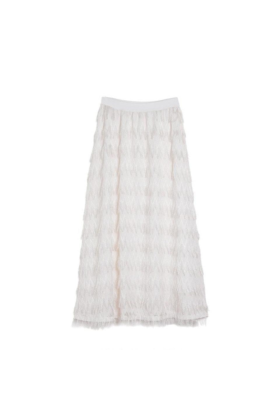 MICALLE MICALLE-Feather Tulle Long Skirt-NOWALL