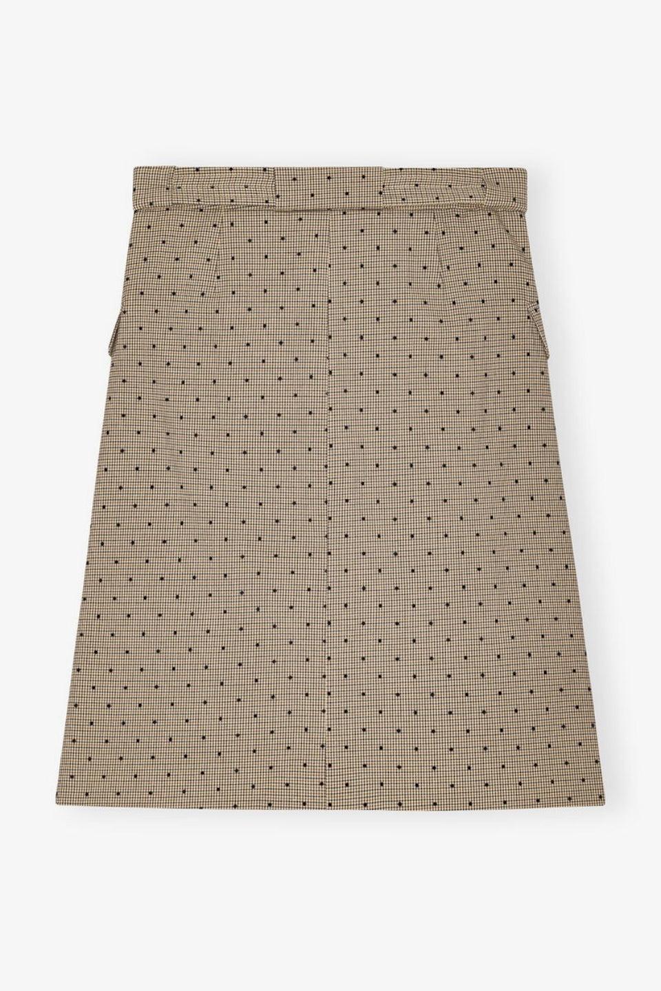 GANNI-Flock Check Suiting Skirt-NOWALL