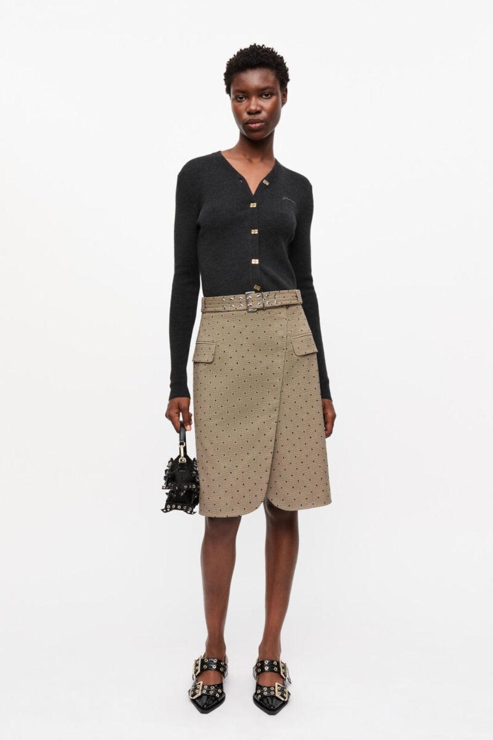 GANNI-Flock Check Suiting Skirt-NOWALL
