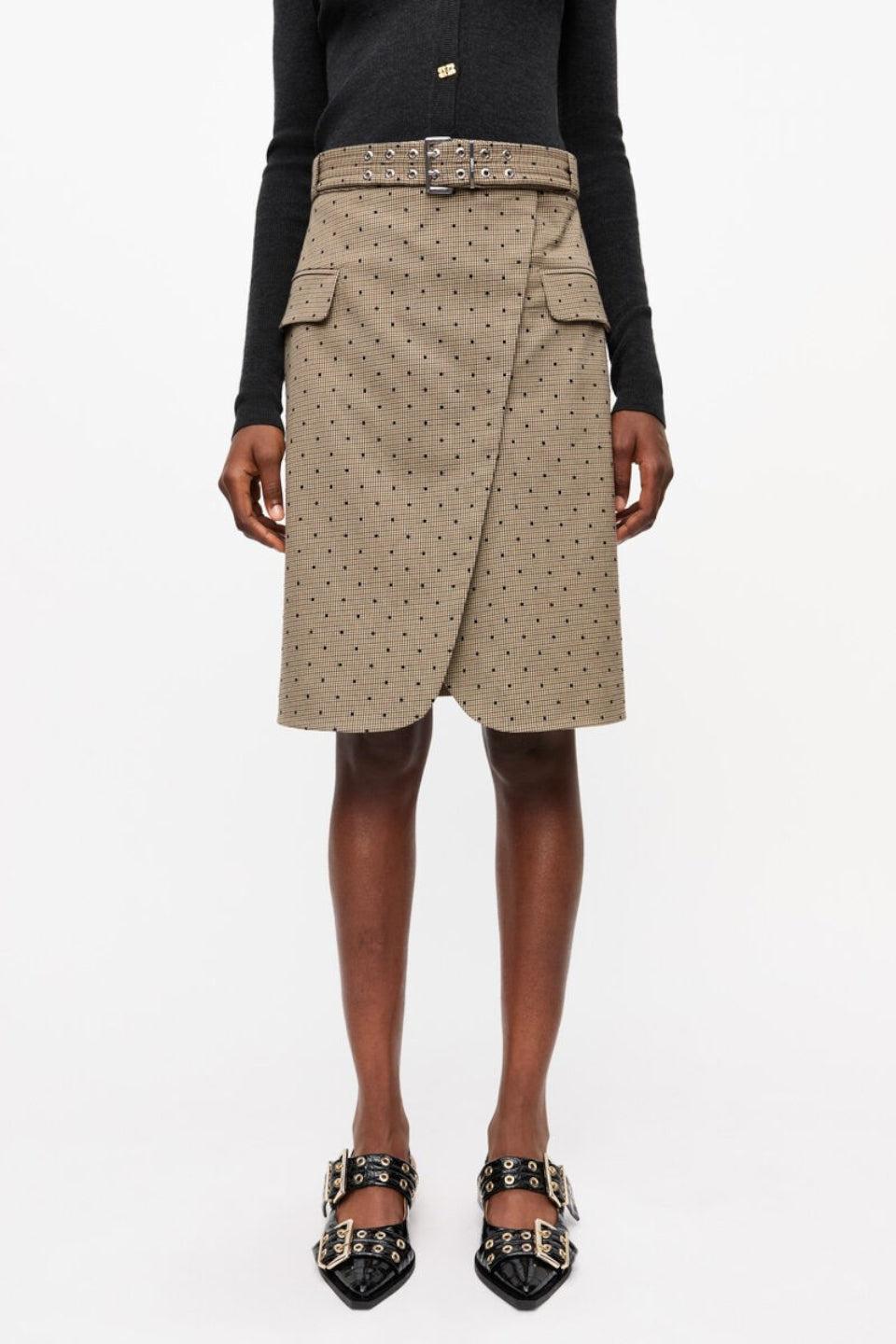 GANNI-Flock Check Suiting Skirt-NOWALL