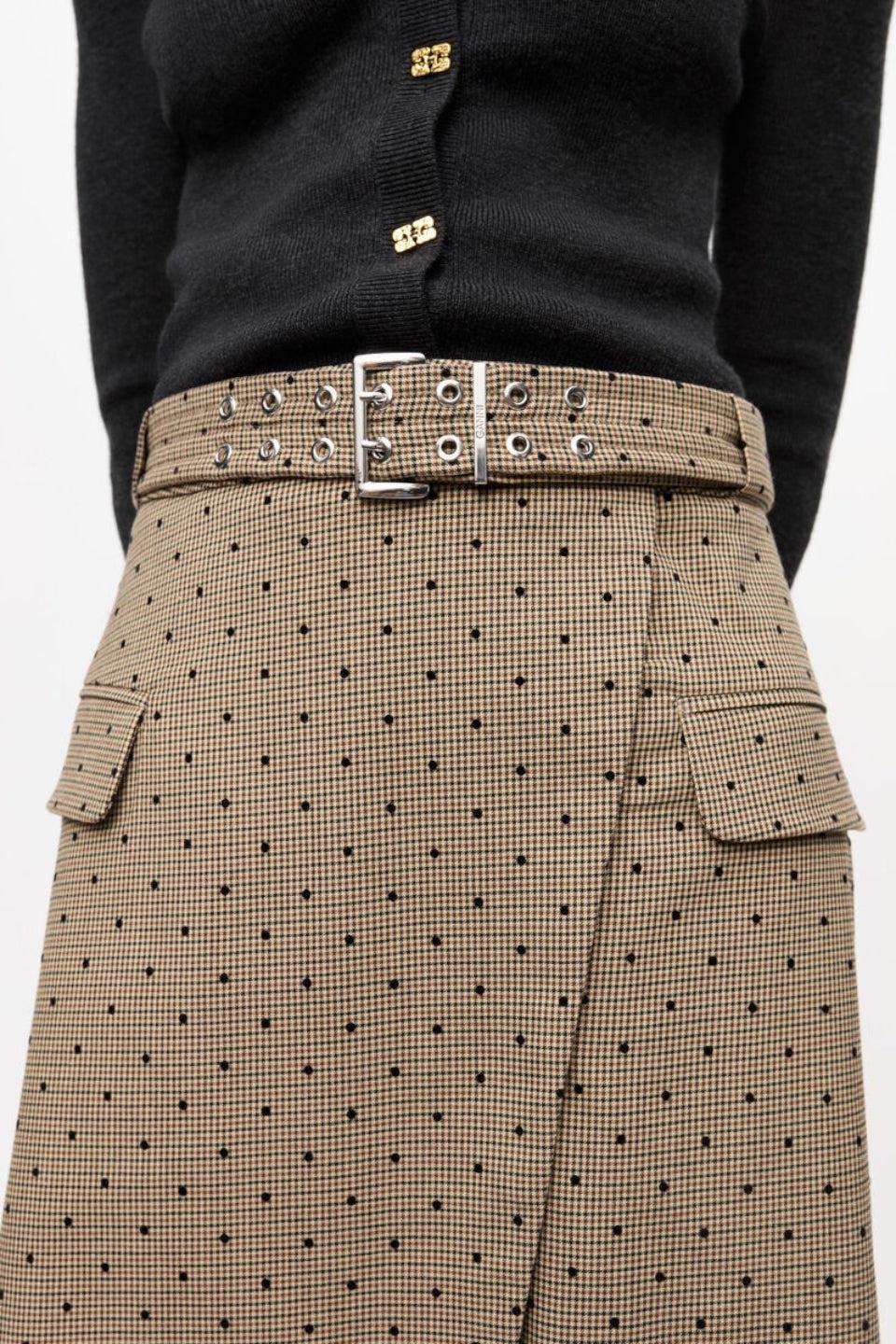 GANNI-Flock Check Suiting Skirt-NOWALL