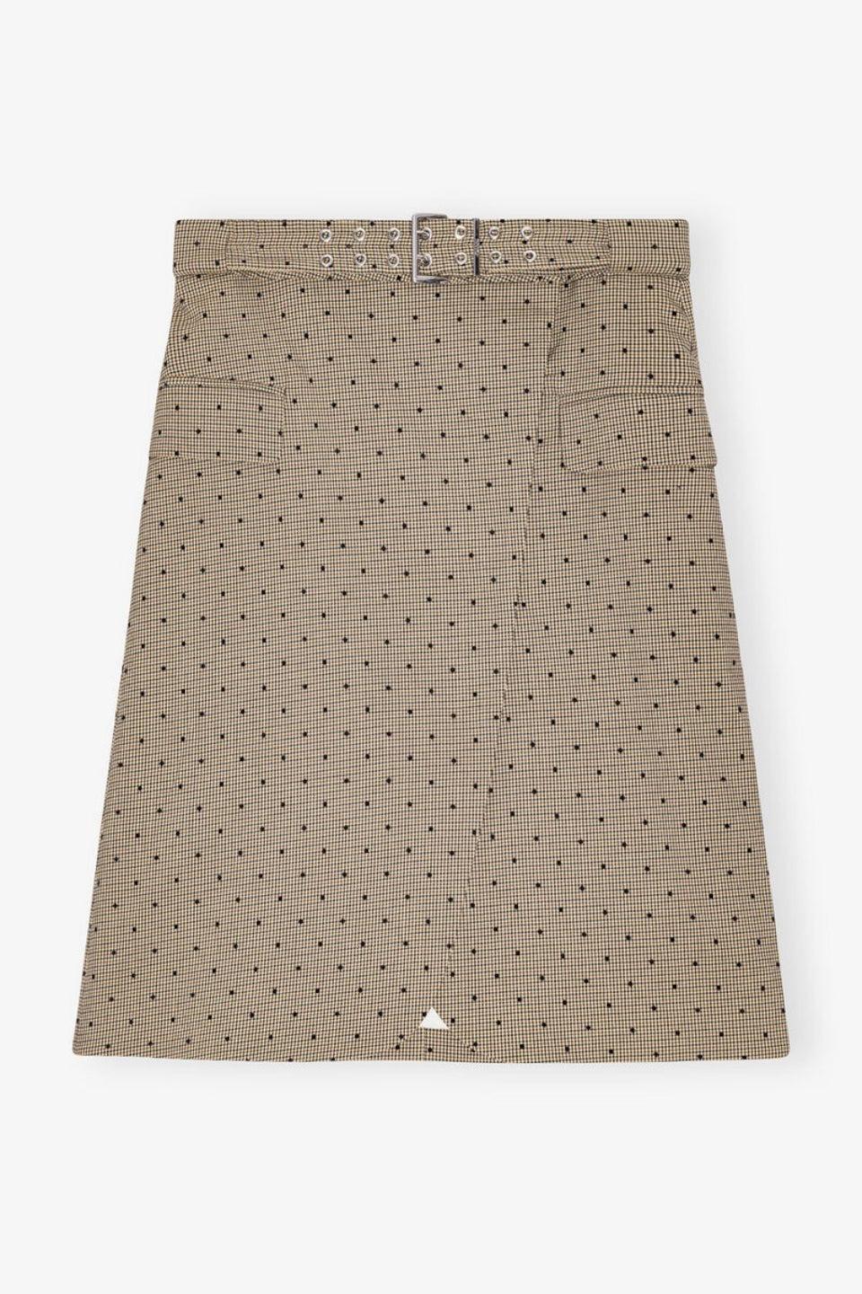 GANNI-Flock Check Suiting Skirt-NOWALL