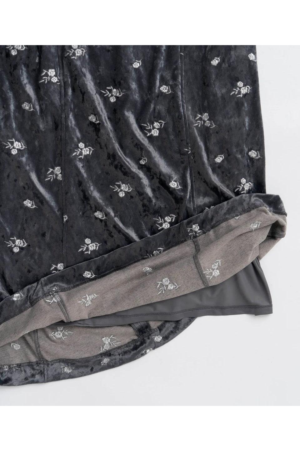 MAISON SPECIAL-Flower Embroidery Velour Camisole Dress-NOWALL