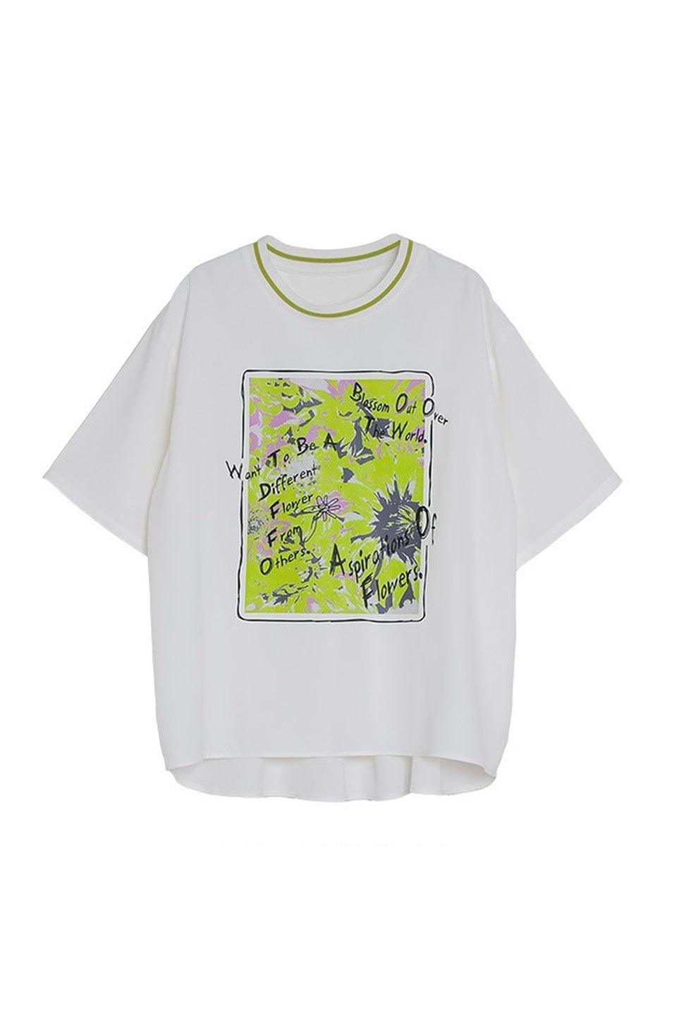 MICALLE MICALLE-Flower Graphic Short Sleeve Tee-NOWALL