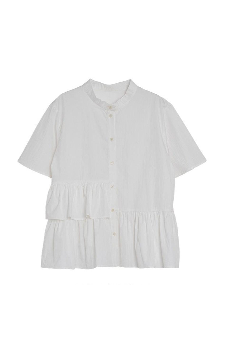 MICALLE MICALLE-Frill Hem Shirt Blouse-NOWALL