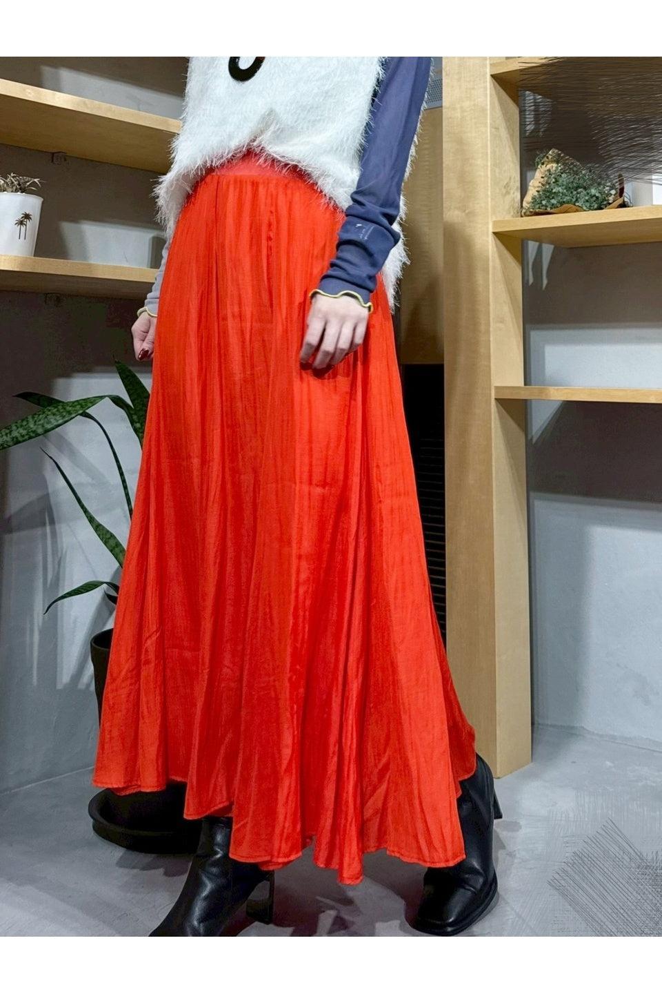 MICALLE MICALLE-Gathered Flare Long Skirt-NOWALL