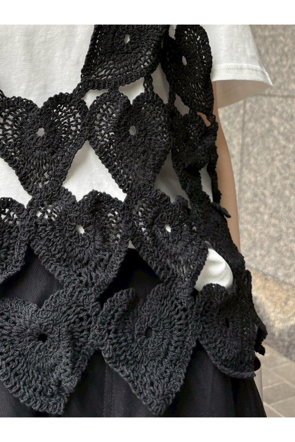 MICALLE MICALLE-Heart Crochet Bustier Tee-NOWALL