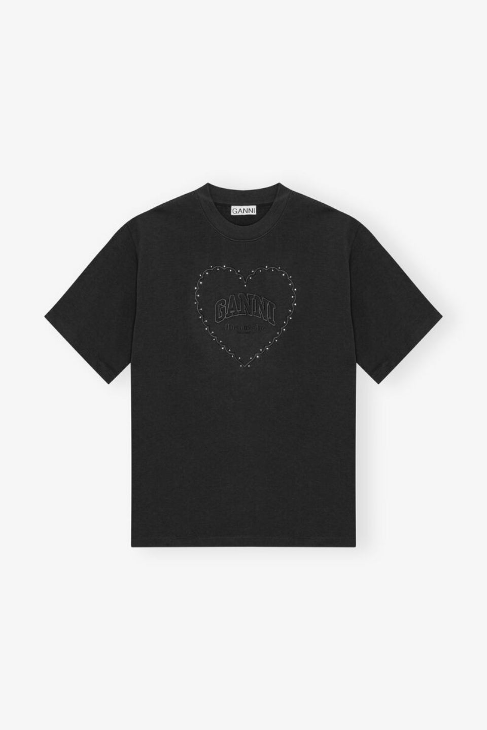 GANNI-Heavy Cotton Drop Shoulder Heart T-shirt-NOWALL