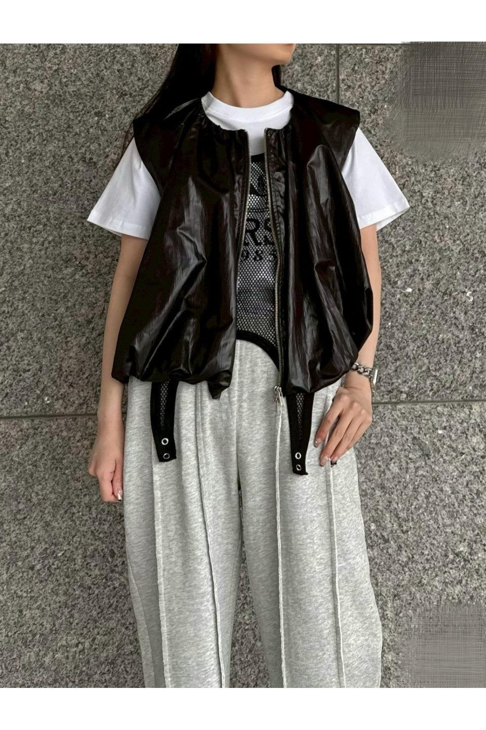 MICALLE MICALLE-Shiny Zip Vest-NOWALL