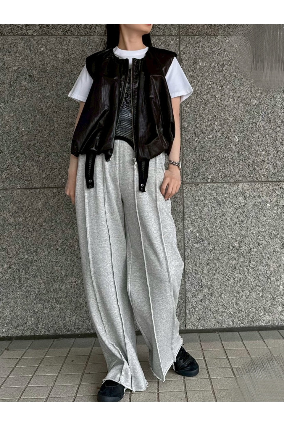MICALLE MICALLE-Shiny Zip Vest-NOWALL
