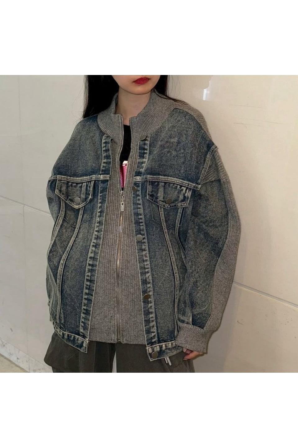 MICALLE MICALLE-Hybrid Denim Bomber-NOWALL