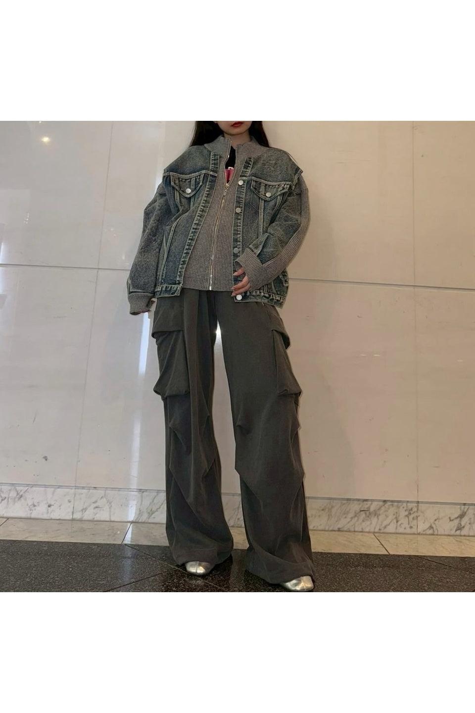 MICALLE MICALLE-Hybrid Denim Bomber-NOWALL