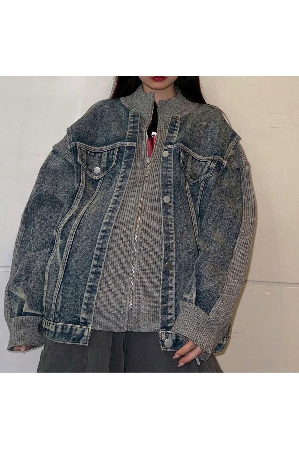 MICALLE MICALLE-Hybrid Denim Bomber-NOWALL