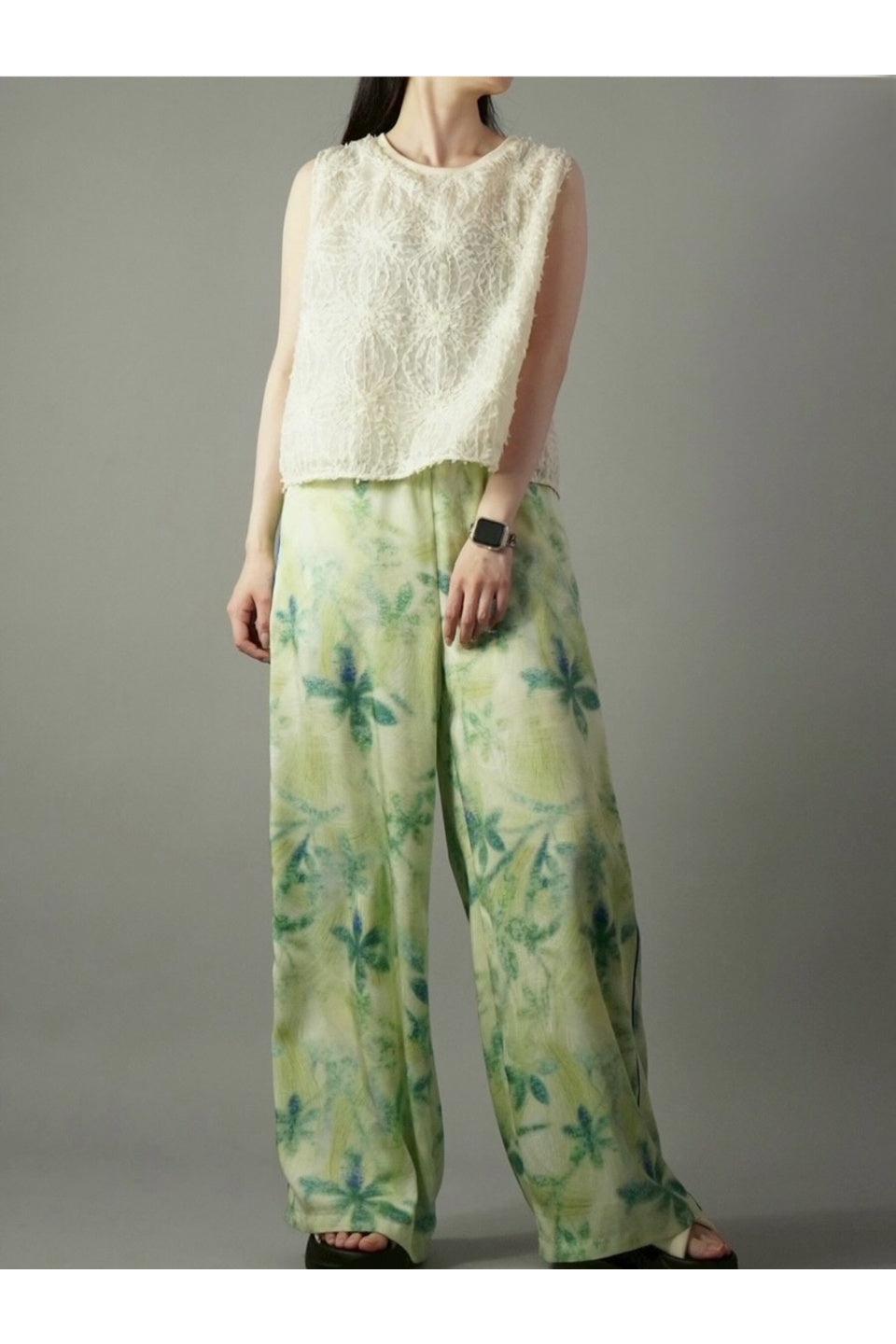 MICALLE MICALLE-Palm Print Wide Pants-NOWALL