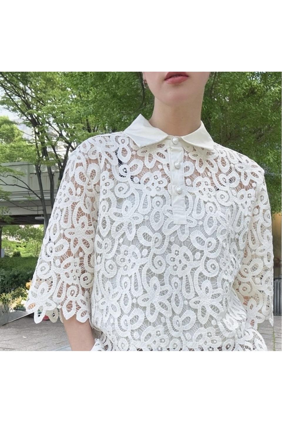 MICALLE MICALLE-Lace Ensemble Blouse-NOWALL
