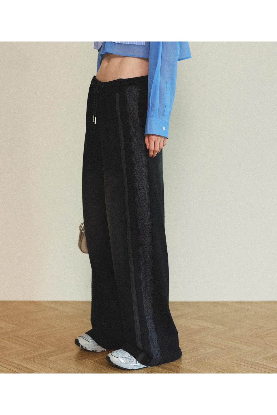 MAISON SPECIAL-Lace Material Line Sweatpants-NOWALL