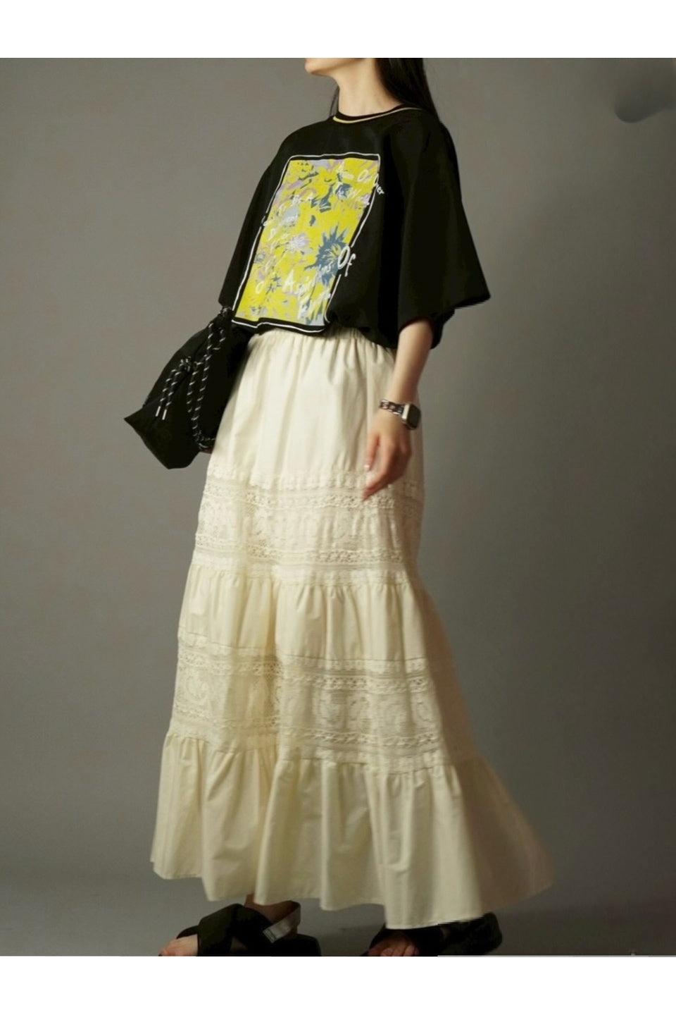 MICALLE MICALLE-Lace Tiered Skirt-NOWALL