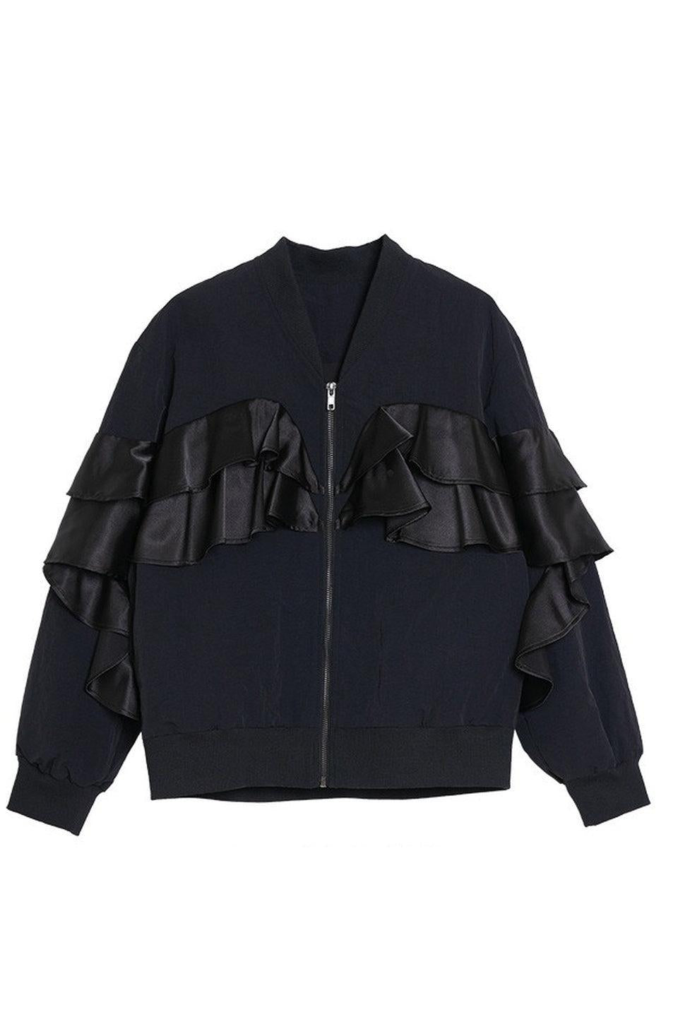 MICALLE MICALLE-Layered Frill Zip Blouson-NOWALL