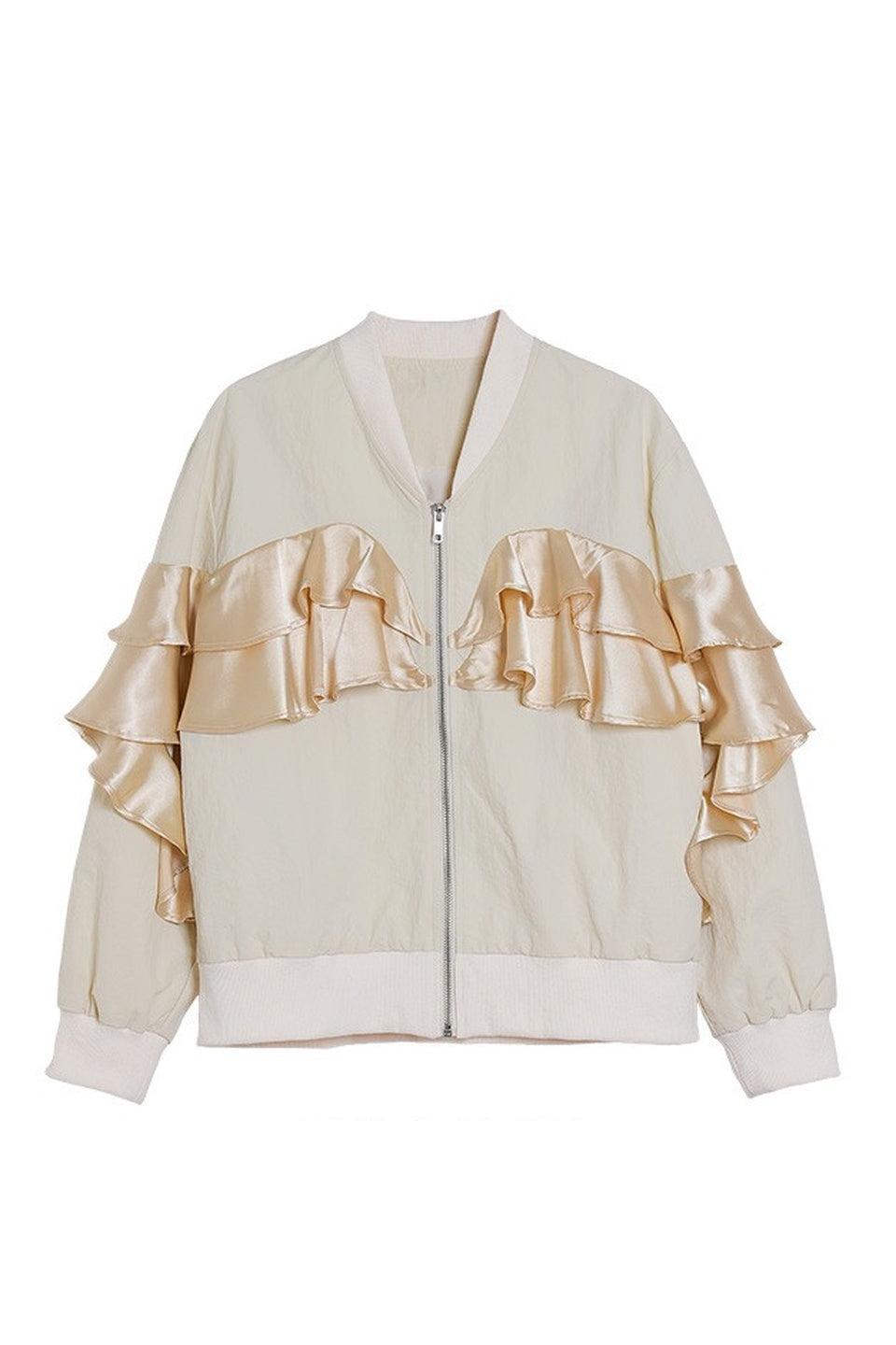 MICALLE MICALLE-Layered Frill Zip Blouson-NOWALL