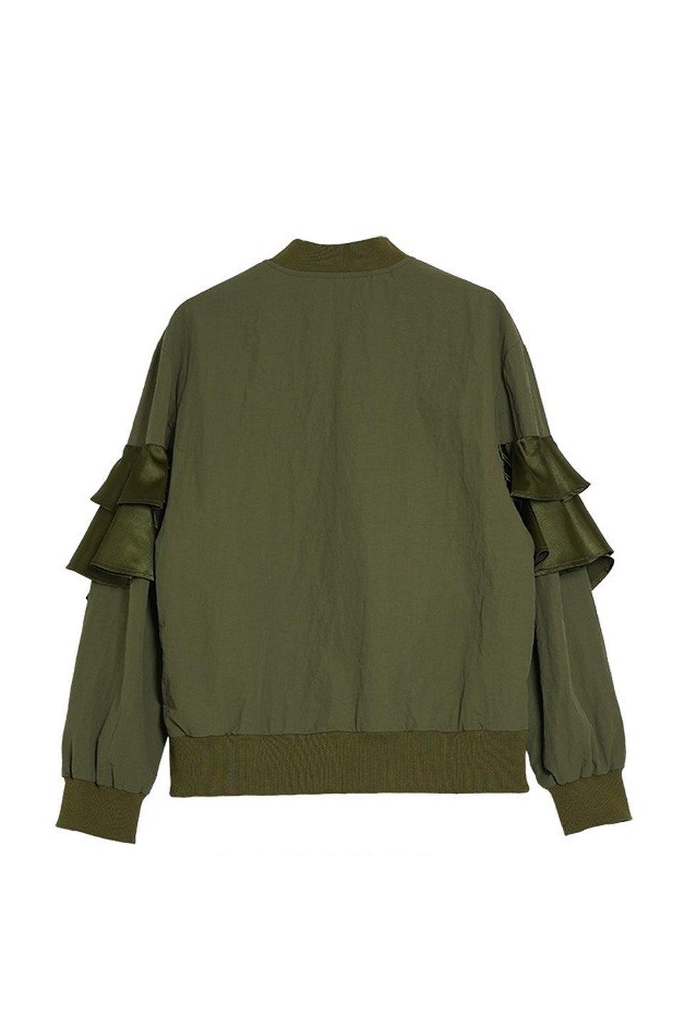 MICALLE MICALLE-Layered Frill Zip Blouson-NOWALL