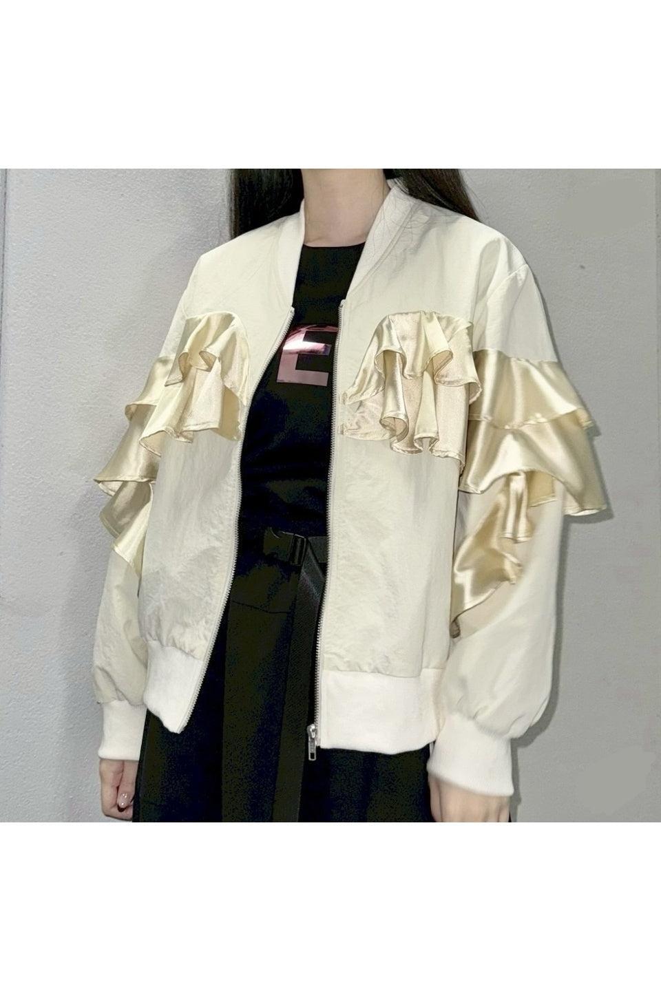 MICALLE MICALLE-Layered Frill Zip Blouson-NOWALL