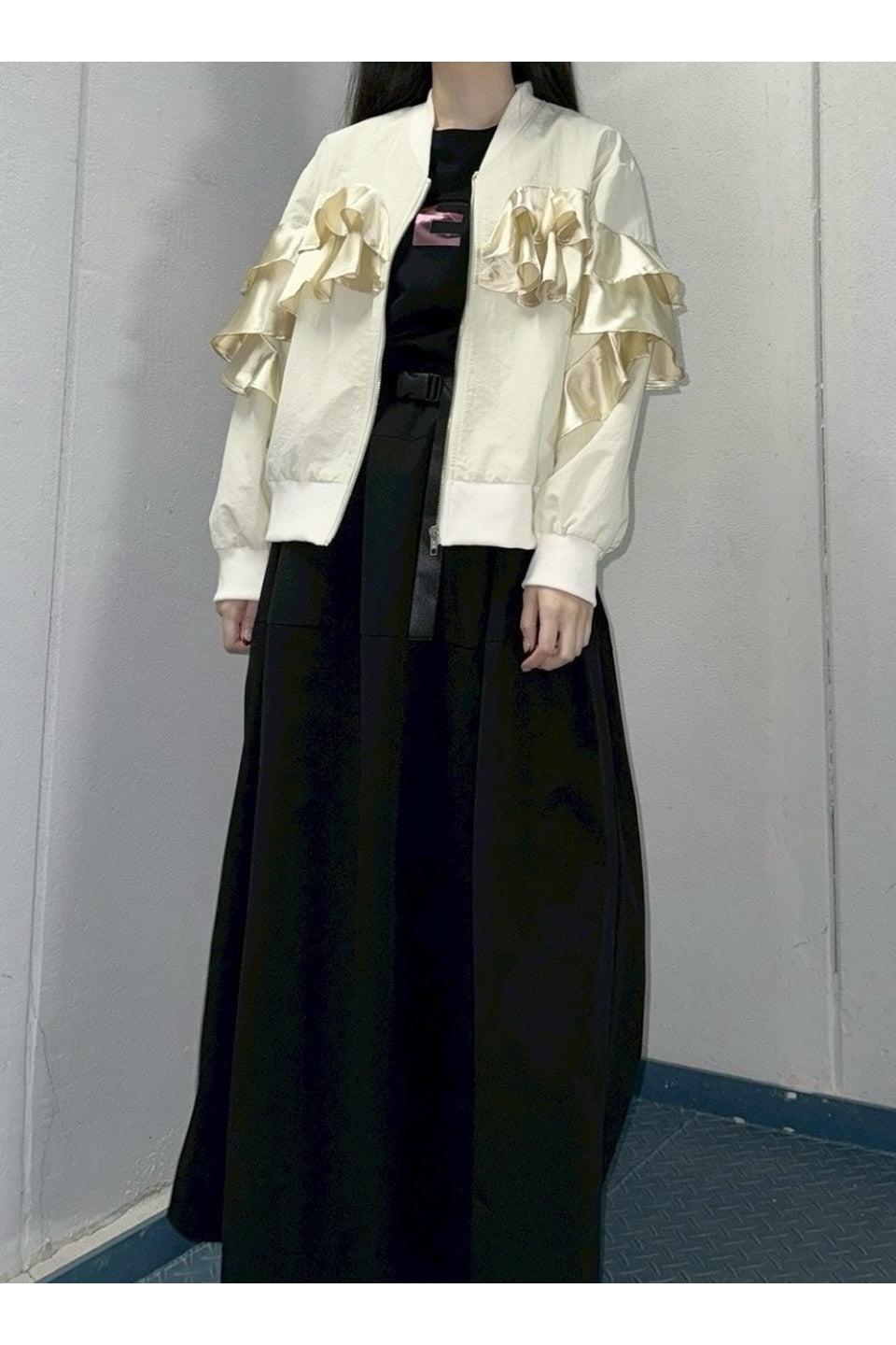 MICALLE MICALLE-Layered Frill Zip Blouson-NOWALL