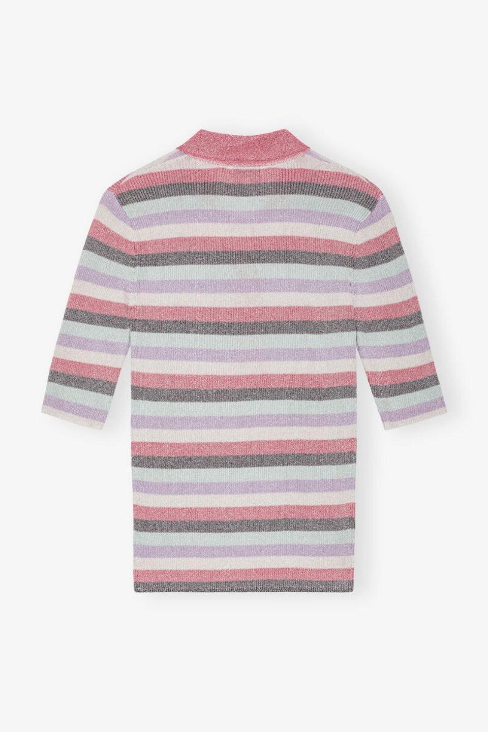 GANNI-Light Sparkle Rib Polo-NOWALL