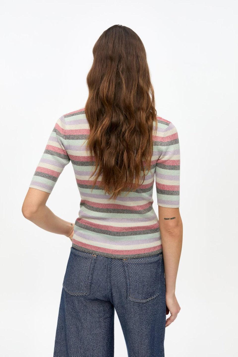 GANNI-Light Sparkle Rib Polo-NOWALL