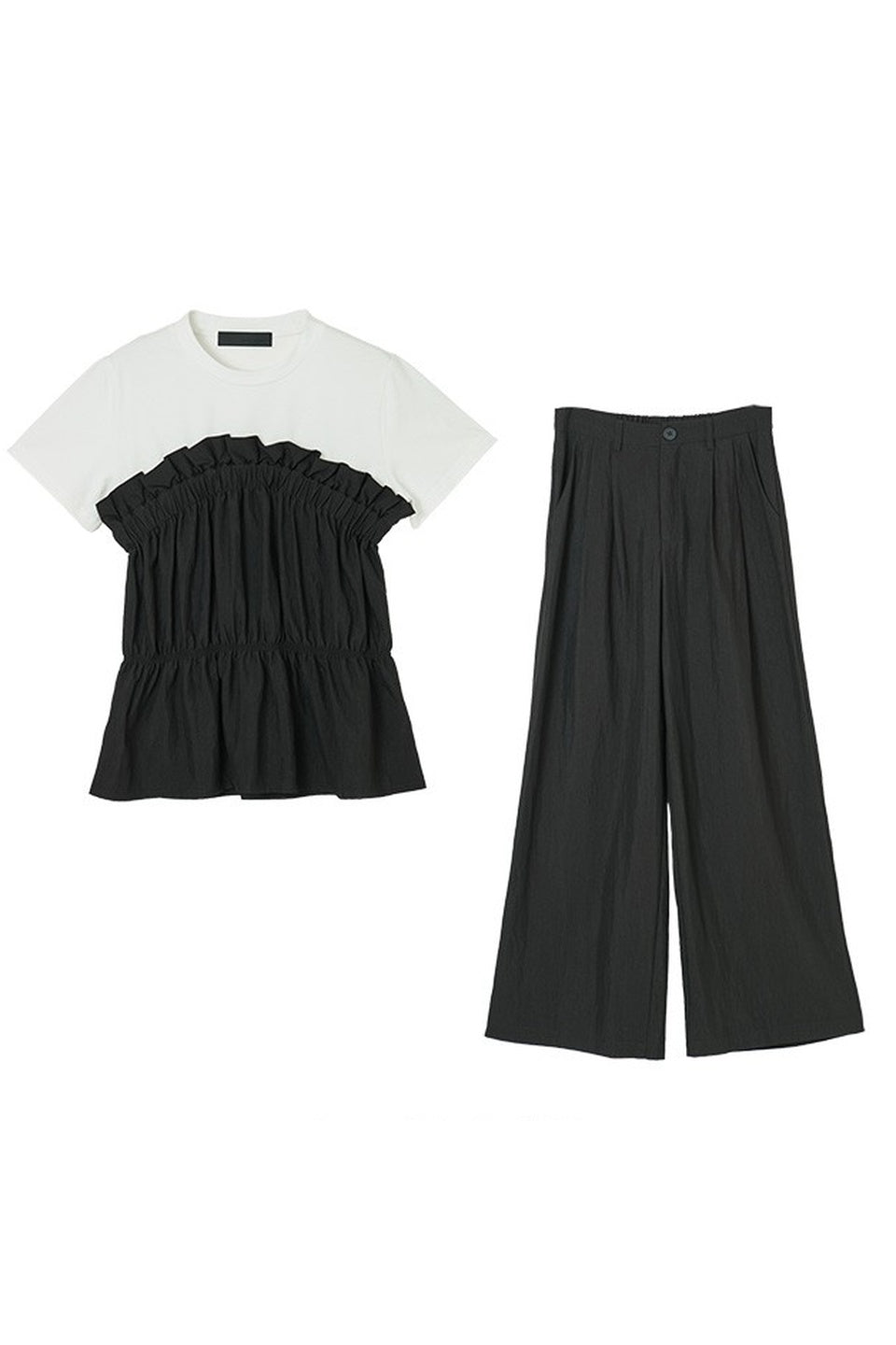 Gathered Bustier Layered Tee Set Up
