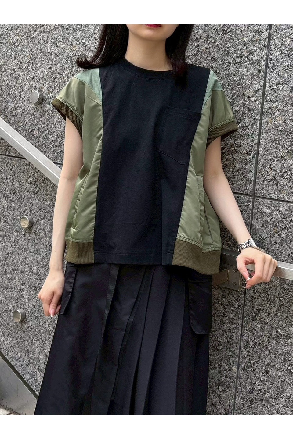 Military Docking Top & Pleated Wrap Skirt Set Up