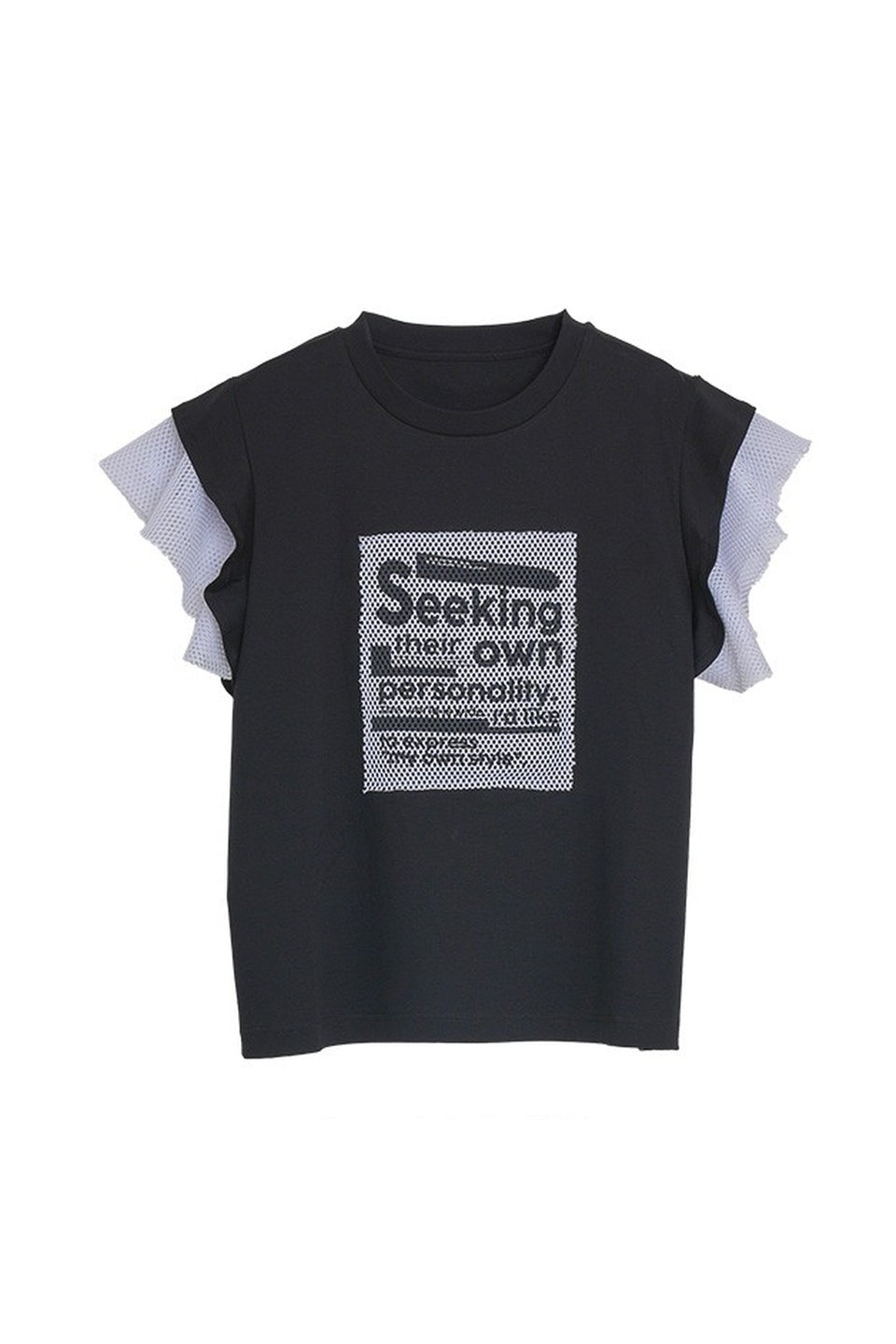 MICALLE MICALLE-Mesh Frill Sleeve Tee-NOWALL