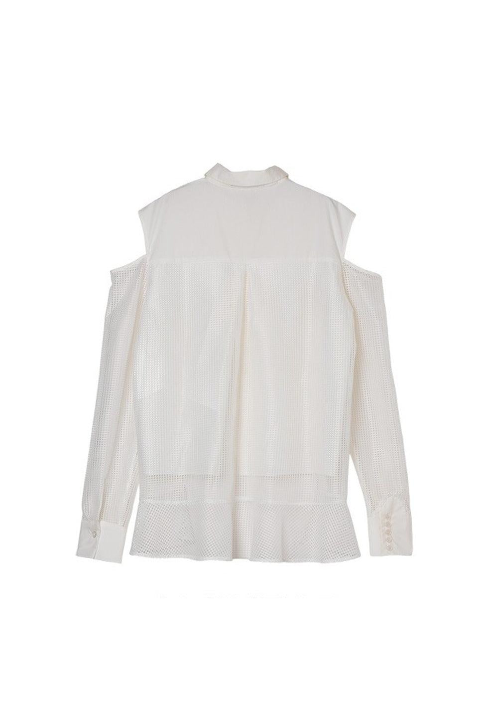 MICALLE MICALLE-Mesh Panel Layered Shirt-NOWALL
