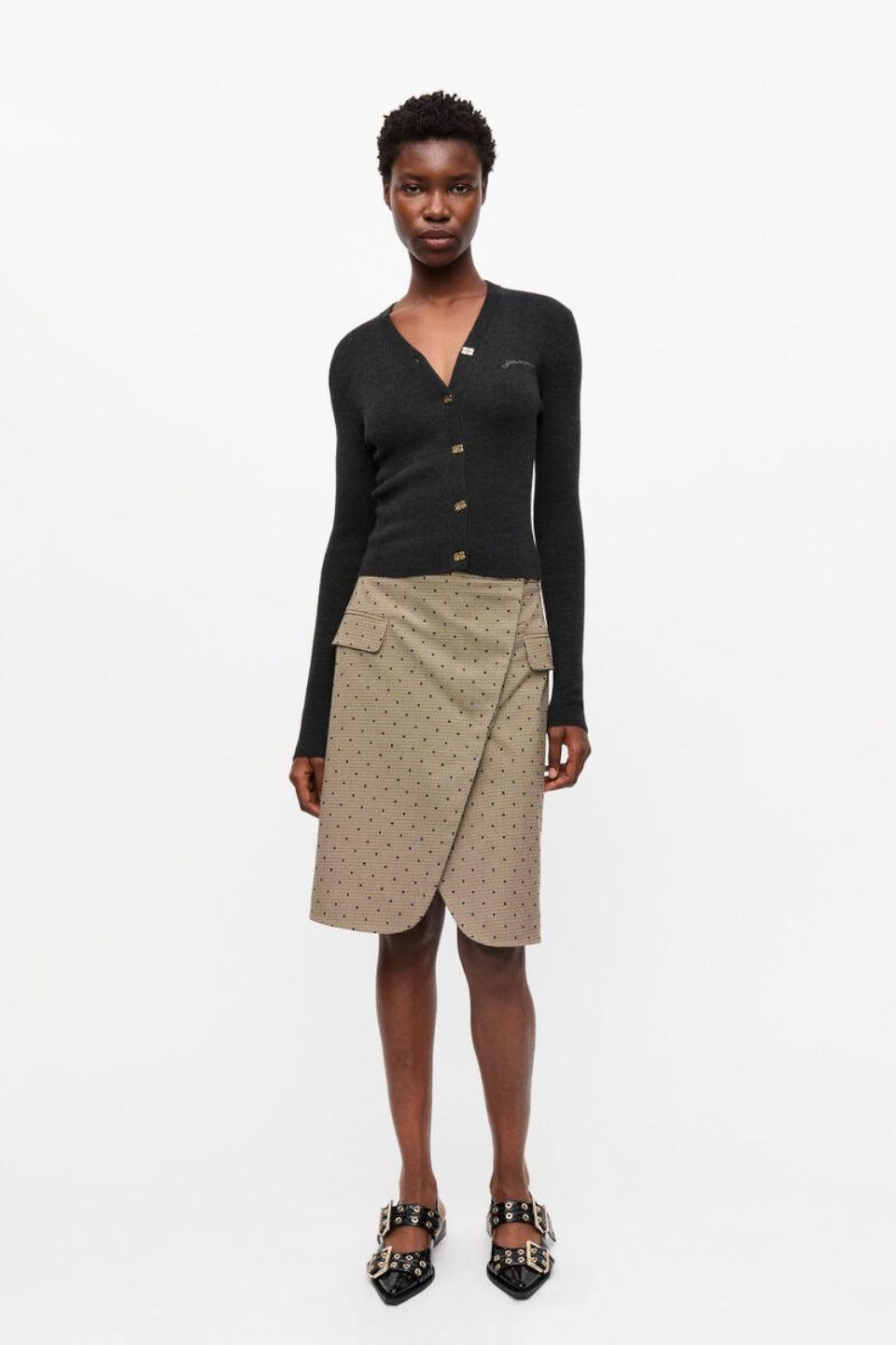 GANNI-Mini Ribbed Merino Cardigan-NOWALL