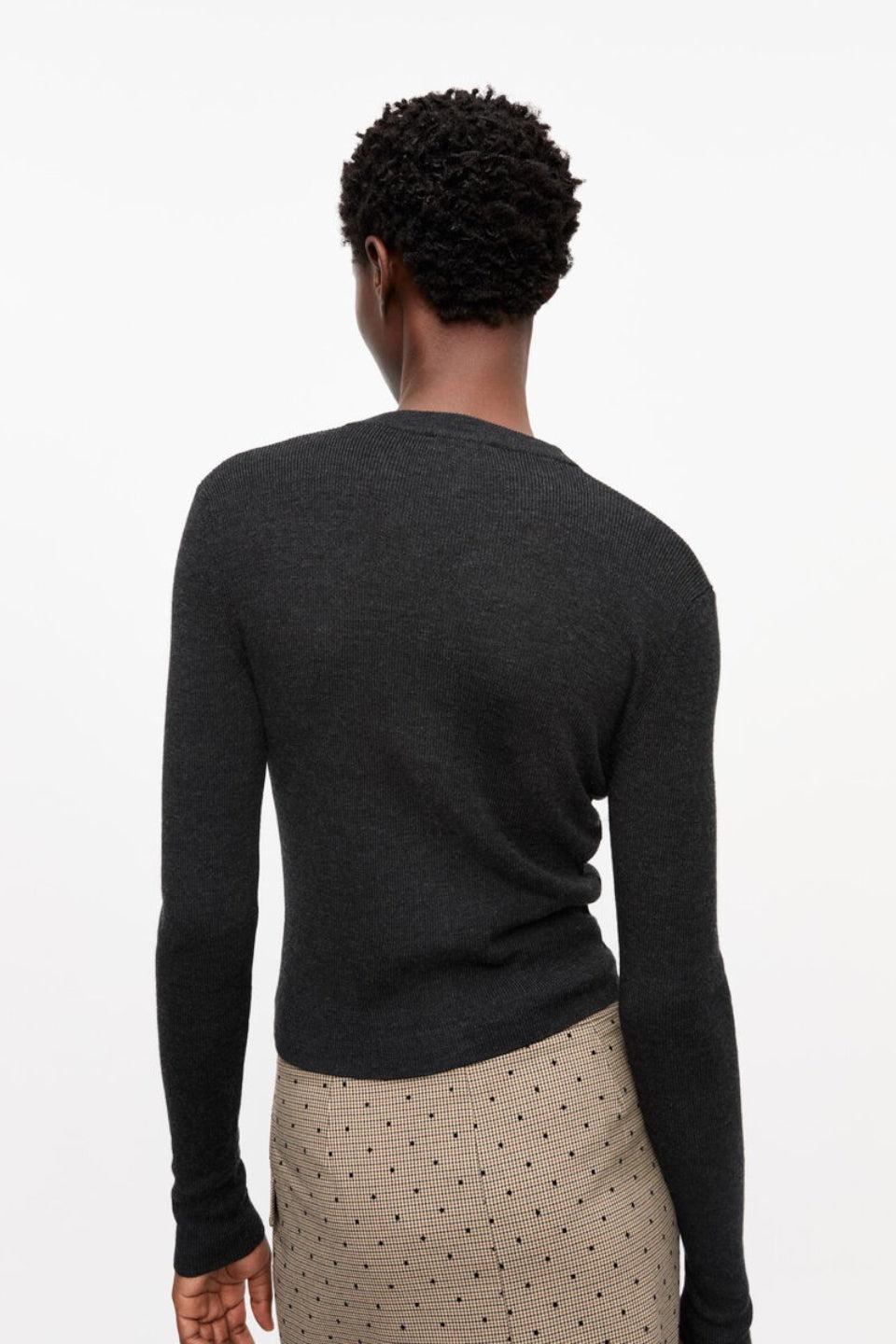 GANNI-Mini Ribbed Merino Cardigan-NOWALL