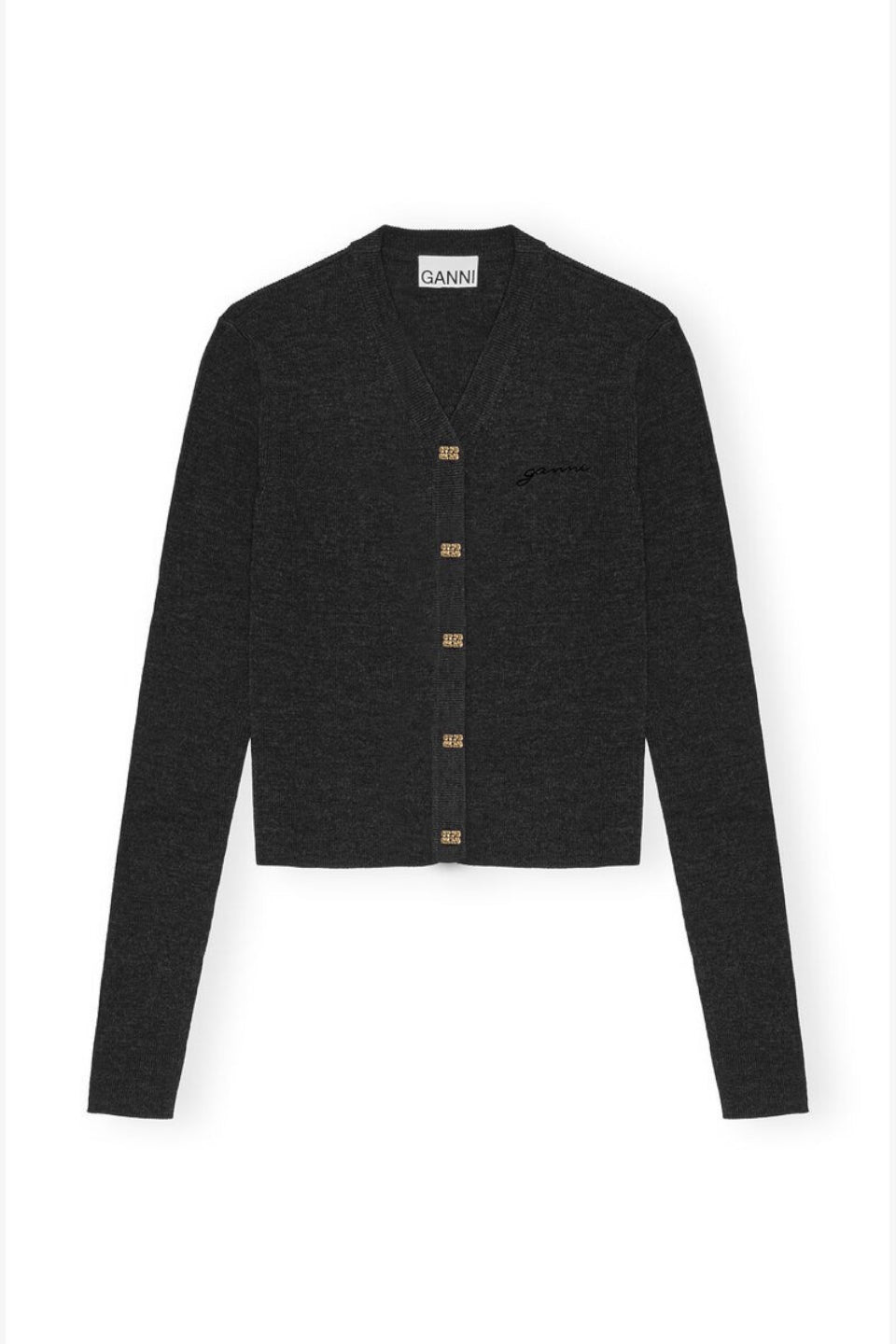 GANNI-Mini Ribbed Merino Cardigan-NOWALL