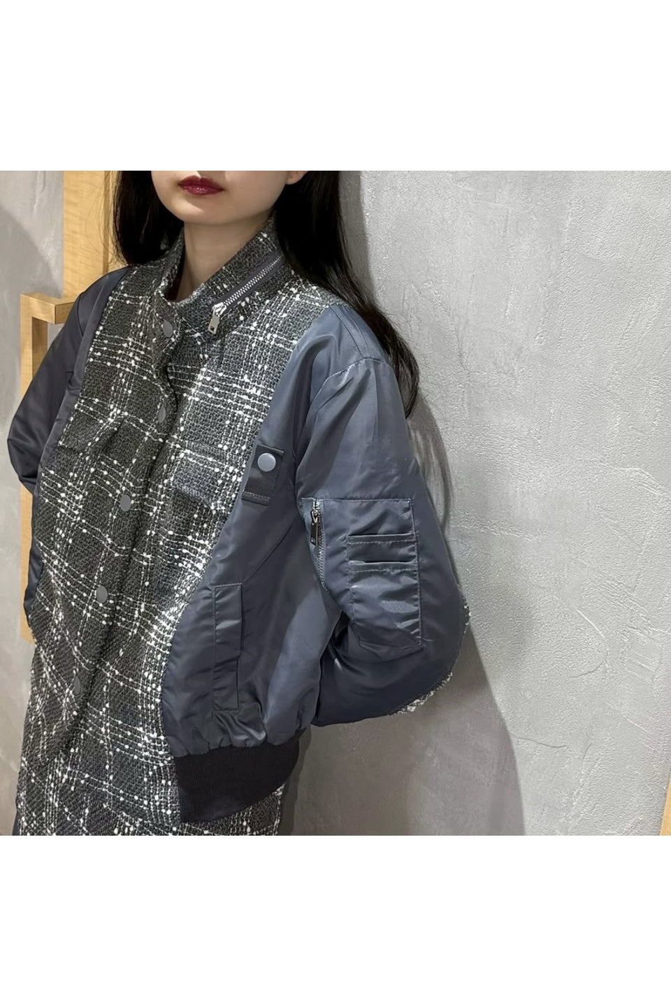 MICALLE MICALLE-Mixed Material Docking Blouson-NOWALL